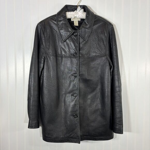Merona Jackets & Blazers - Vtg Womens Black Soft Leather Jacket Size L 90s Y2K Minimalist Soft Grunge Emo